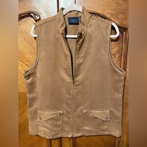 Liz Claiborne Crazy Horse Faux Suede Leather Zip Vest Sleeveless Women’s Size XL